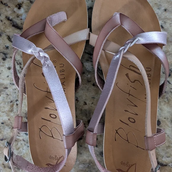 Blowfish Women's Strappy Sandals - Pink and Cream - Picture 6 of 6